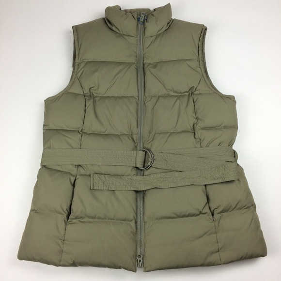 GAP Jackets & Blazers - GAP Puffer Vest Womens Large Goose Down Insulated Belted Beige Full Zip Warm
